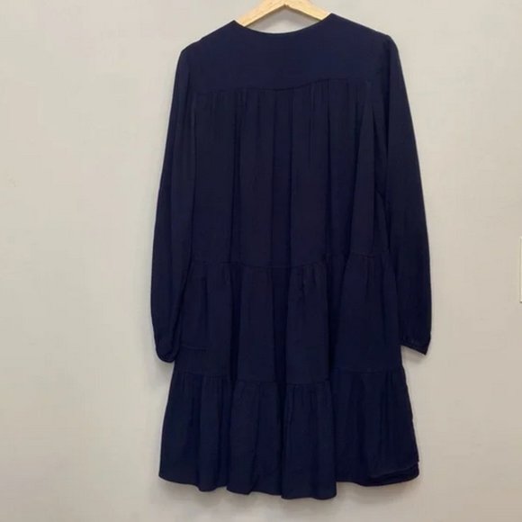 Aritzia Wilfred Navy Blue Long Sleeve Babydoll Mini Barossa Dress - Picture 4 of 7